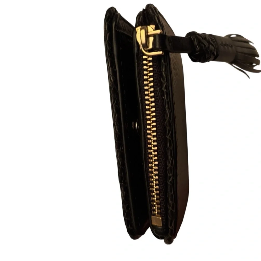Tory Burch Black Leather Wallet with Tassel